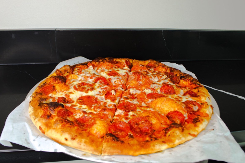 A classic pepperoni wood-fired pizza
